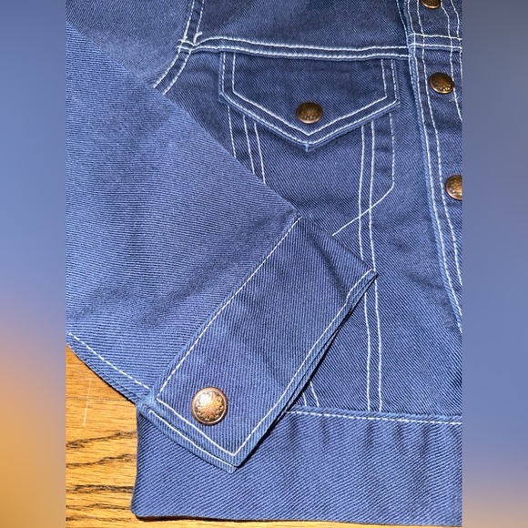 Vintage 70’s Kids Blue Denim Jacket with Back Star Design - Sears Size 8 - Picture 4 of 12